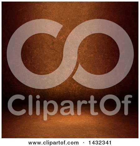 Clipart of a Scratched Orange Wall and Floor Background - Royalty Free Illustration by KJ Pargeter