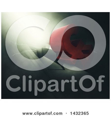 Clipart of a 3d Red Pound Symbol Crashing into the Ground in Dramatic Lighting - Royalty Free Illustration by KJ Pargeter