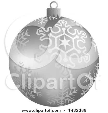 Clipart of a 3d Silver Snowflake Patterned Christmas Bauble Ornament - Royalty Free Vector Illustration by dero