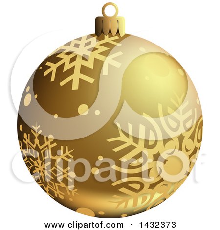 Clipart of a 3d Gold Snowflake Patterned Christmas Bauble Ornament - Royalty Free Vector Illustration by dero