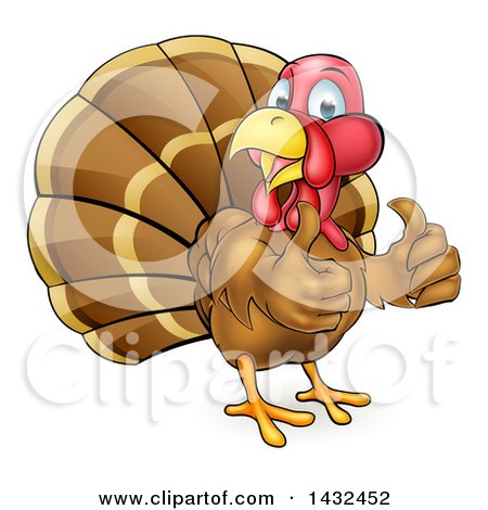 Clipart of a Cartoon Turkey Bird Giving Two Thumbs up - Royalty Free Vector Illustration by AtStockIllustration