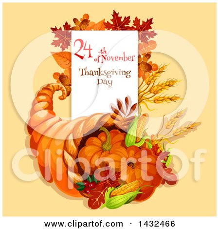 Clipart of a Festive Thanksgiving Design with a Cornucopia - Royalty Free Vector Illustration by Vector Tradition SM
