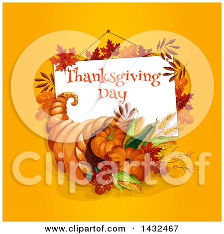 Clipart of a Festive Thanksgiving Design with a Cornucopia - Royalty Free Vector Illustration by Vector Tradition SM