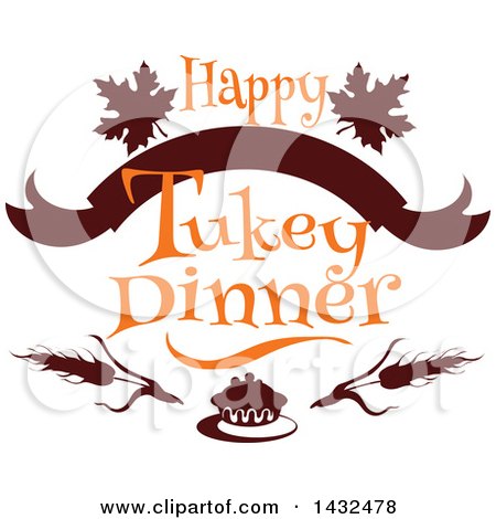 Clipart of a Thanksgiving Happy Turkey Dinner Greeting - Royalty Free Vector Illustration by Vector Tradition SM