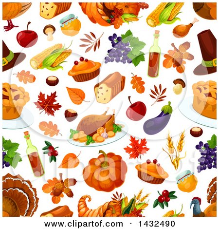 Clipart of a Seamless Patterned Thanksgiving Background - Royalty Free Vector Illustration by Vector Tradition SM