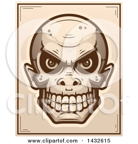 Clipart of a Halftone Goblin Skull Poster Design - Royalty Free Vector Illustration by Cory Thoman