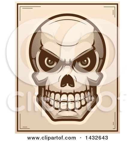 Clipart of a Halftone Evil Human Skull Poster Design - Royalty Free Vector Illustration by Cory Thoman