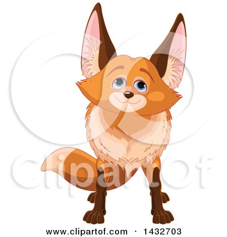 Clipart of a Cute Adorable Fox Looking Upwards - Royalty Free Vector Illustration by Pushkin
