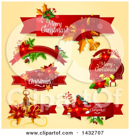 Clipart of Merry Christmas Greeting Banners - Royalty Free Vector Illustration by Vector Tradition SM
