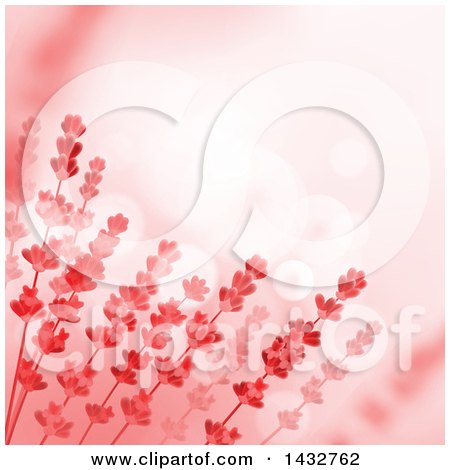 Clipart of a Red Floral Background with Text Space and Flares - Royalty Free Vector Illustration by Vector Tradition SM