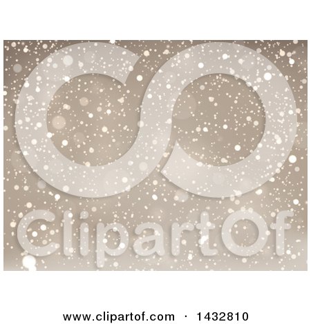 Clipart of a Sepia Toned Snowing Background - Royalty Free Vector Illustration by visekart