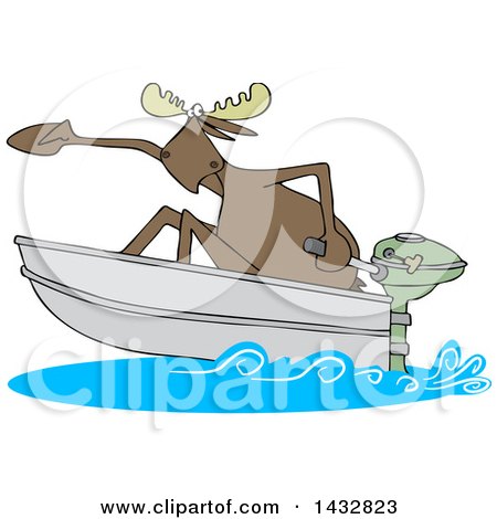 Cartoon Moose in a Speed Boat Posters, Art Prints by - Interior Wall Decor  #1432823