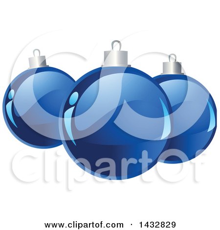 Clipart of Shiny Blue Christmas Bauble Ornaments - Royalty Free Vector Illustration by Pushkin
