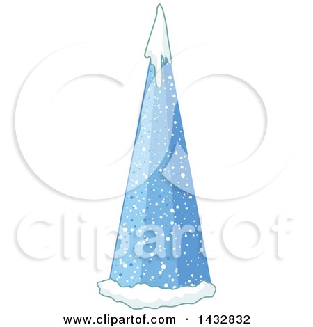 Clipart of a Blue Cone Christmas Tree with Snow - Royalty Free Vector Illustration by Pushkin