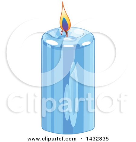 Clipart of a Blue Christmas Candle - Royalty Free Vector Illustration by Pushkin