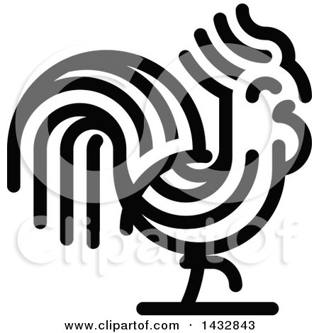 Clipart of a Black Rooster - Royalty Free Vector Illustration by elena
