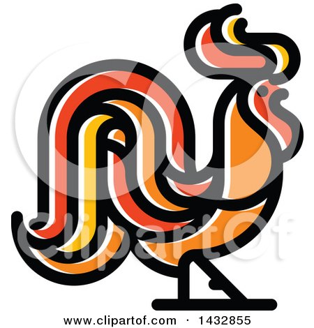 Clipart of a Yellow and Orange Rooster - Royalty Free Vector Illustration by elena