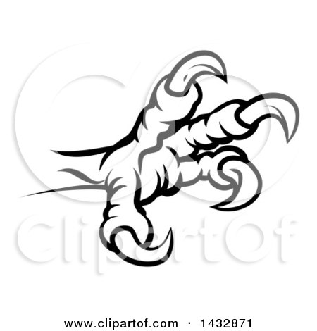 Clipart of Blackand White Eagle Claw and Sharp Talons - Royalty Free Vector Illustration by AtStockIllustration