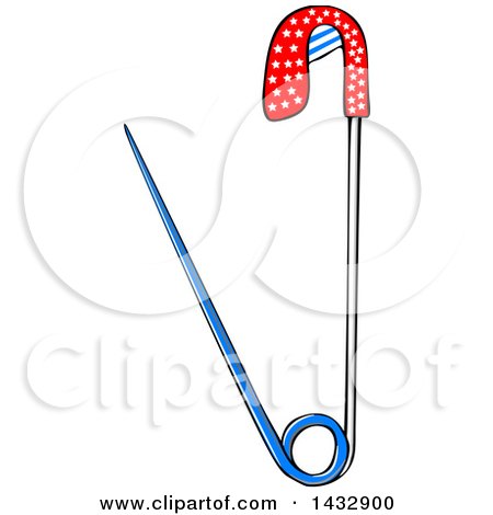 Clipart of a Cartoon American Flag Solidarity Safety Pin - Royalty Free  Vector Illustration by djart #1432900