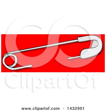 Clipart of a Cartoon Safety Pin Through Red Material - Royalty Free Illustration by djart