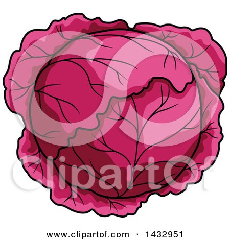 Clipart of a Cartoon Head of Red Cabbage - Royalty Free Vector Illustration by Vector Tradition SM