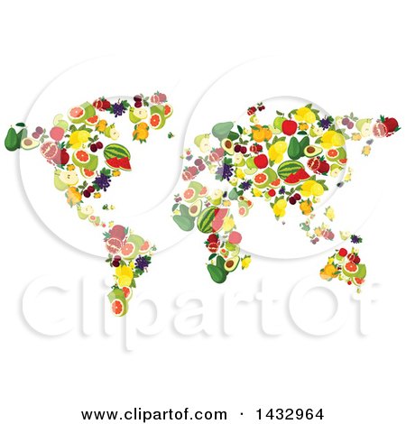 Clipart of a Map of Fruits - Royalty Free Vector Illustration by Vector Tradition SM