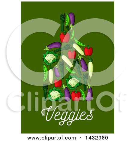 Clipart of a Cutting Board Made of Vegetables over Text - Royalty Free Vector Illustration by Vector Tradition SM