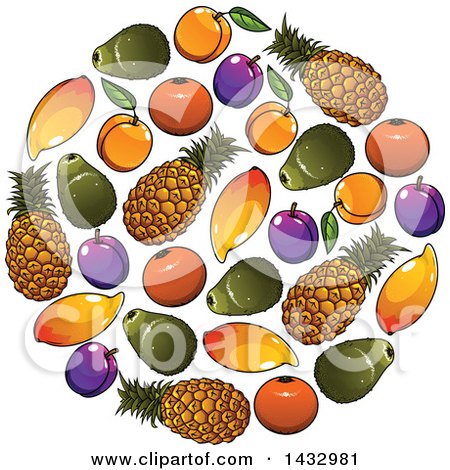Clipart of a Circle of Fruits - Royalty Free Vector Illustration by Vector Tradition SM