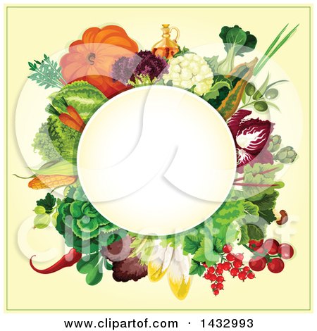 Clipart of a Circle Label of Produce - Royalty Free Vector Illustration by Vector Tradition SM