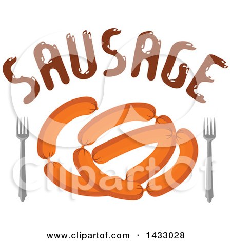 Clipart of Sausages with Text and Forks - Royalty Free Vector Illustration by Vector Tradition SM