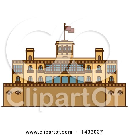 Clipart of a Line Drawing Styled Mexican Landmark, Chapultepec Castle - Royalty Free Vector Illustration by Vector Tradition SM