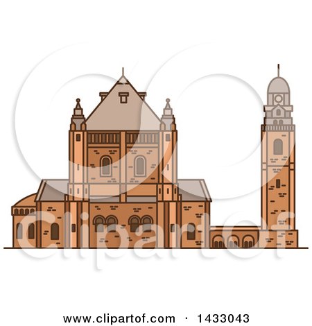 Clipart of a Line Drawing Styled Israel Landmark, Dormition Abbey - Royalty Free Vector Illustration by Vector Tradition SM