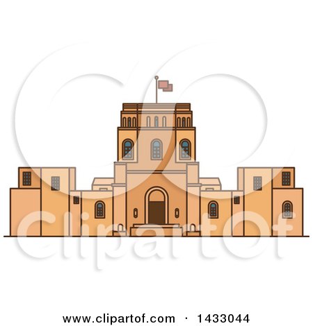 Clipart of a Line Drawing Styled Israel Landmark, Rockefeller Museum - Royalty Free Vector Illustration by Vector Tradition SM