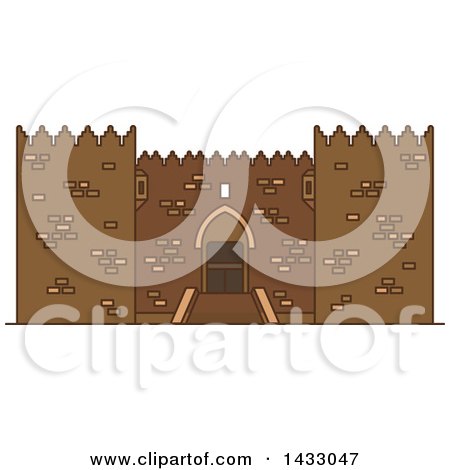 Clipart of a Line Drawing Styled Israel Landmark, Damascus Gate - Royalty Free Vector Illustration by Vector Tradition SM