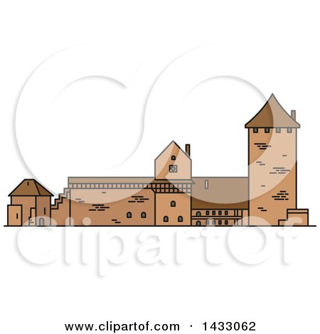 Clipart of a Line Drawing Styled Latvia Landmark, Turaida Castle - Royalty Free Vector Illustration by Vector Tradition SM