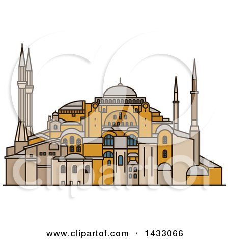 Clipart of a Line Drawing Styled Turkey Landmark, Hagia Sophia - Royalty Free Vector Illustration by Vector Tradition SM