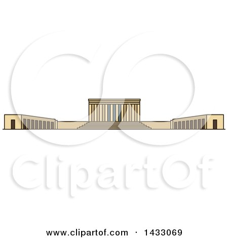 Clipart of a Line Drawing Styled Turkey Landmark, Anitkabir - Royalty Free Vector Illustration by Vector Tradition SM