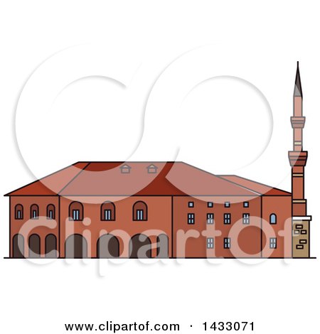 Clipart of a Line Drawing Styled Turkey Landmark, Haci Bayram Camii - Royalty Free Vector Illustration by Vector Tradition SM