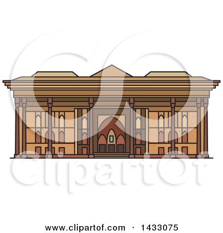 Clipart of a Line Drawing Styled Iran Landmark, Chehel Sotoun - Royalty Free Vector Illustration by Vector Tradition SM