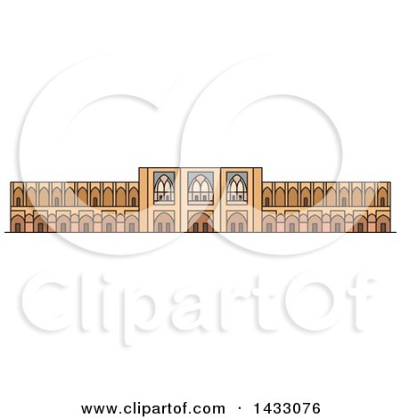 Clipart of a Line Drawing Styled Iran Landmark, Si-o-seh Pol Bridge - Royalty Free Vector Illustration by Vector Tradition SM