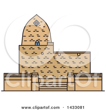 Clipart of a Line Drawing Styled Iran Landmark, Tomb of Mordecai and Esther - Royalty Free Vector Illustration by Vector Tradition SM