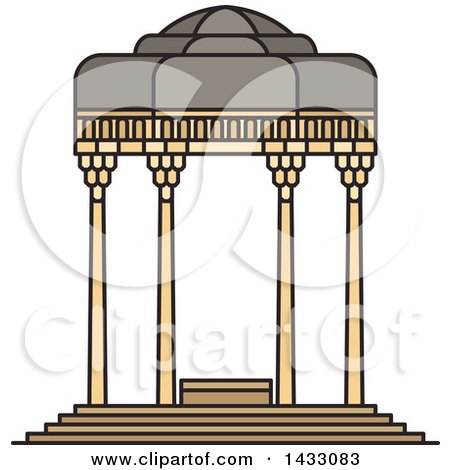 Clipart of a Line Drawing Styled Iran Landmark, Tomb of Hafez - Royalty Free Vector Illustration by Vector Tradition SM