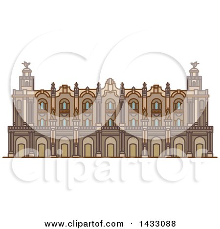 Clipart of a Line Drawing Styled Cuban Landmark, Great Theatre of Havana - Royalty Free Vector Illustration by Vector Tradition SM