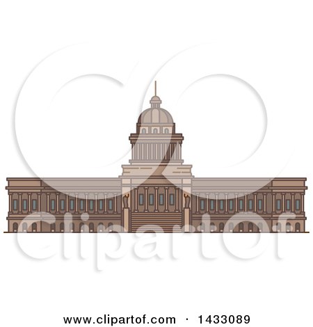 Clipart of a Line Drawing Styled Cuban Landmark, National Capitol - Royalty Free Vector Illustration by Vector Tradition SM