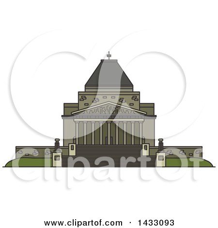Clipart of a Line Drawing Styled Australian Landmark, Shrine of Remembrance - Royalty Free Vector Illustration by Vector Tradition SM