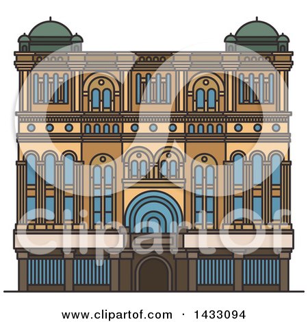 Clipart of a Line Drawing Styled Australian Landmark, Queen Victoria Building - Royalty Free Vector Illustration by Vector Tradition SM
