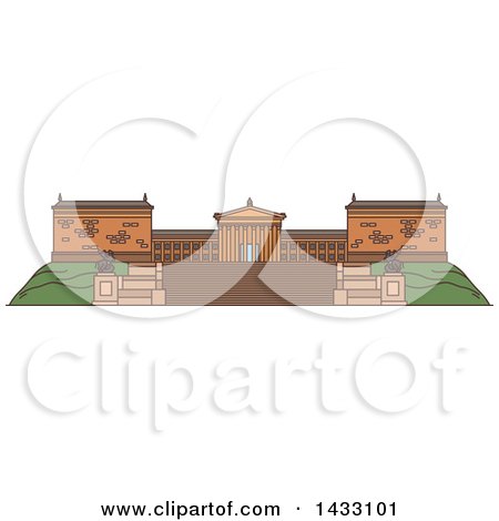 Clipart of a Line Drawing Styled American Landmark, Franklin Institute - Royalty Free Vector Illustration by Vector Tradition SM