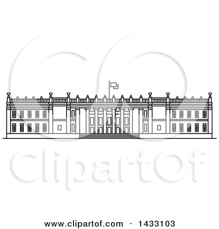 Clipart of a Black and White Line Drawing Styled Colombian Landmark, Colombia Capital - Royalty Free Vector Illustration by Vector Tradition SM