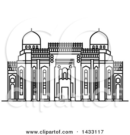 Clipart of a Black and White Line Drawing Styled Egyptian Landmark, Abu Al-Abbas Al-Mursi - Royalty Free Vector Illustration by Vector Tradition SM