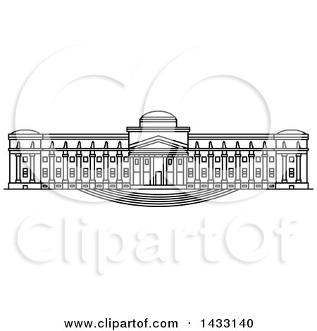 Clipart of a Black and White Line Drawing Styled American Landmark, Brooklyn Museum - Royalty Free Vector Illustration by Vector Tradition SM